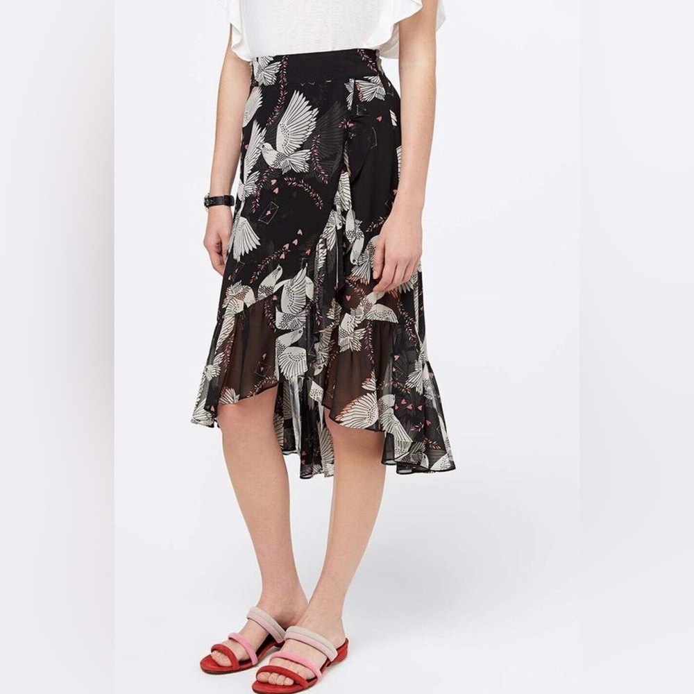 CRebecca Minkoff faux wrapped novelty skirt lined sheer skirt. Size M